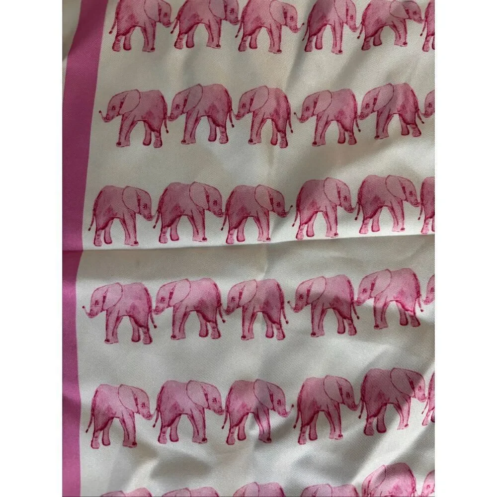 Brooke Wright Pink Elephant Silk Scarf | Preppy Southern Chic Equestrian-Inspire